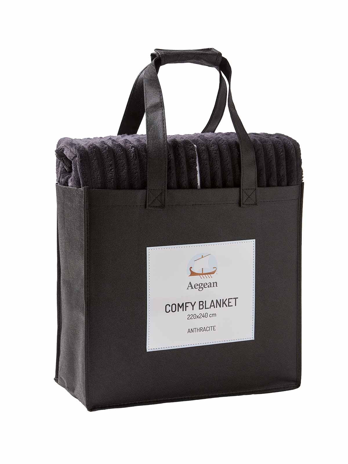 Κουβέρτα Βελουτέ Ανάγλυφη Comfy ΑΙΓΑΙΟΝ 220X240 Anthracite