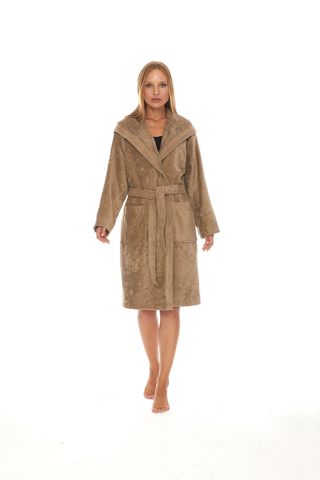 Homelovers Γυναικείο Μπουρνούζι με Κουκούλα 350gsm M Light Brown