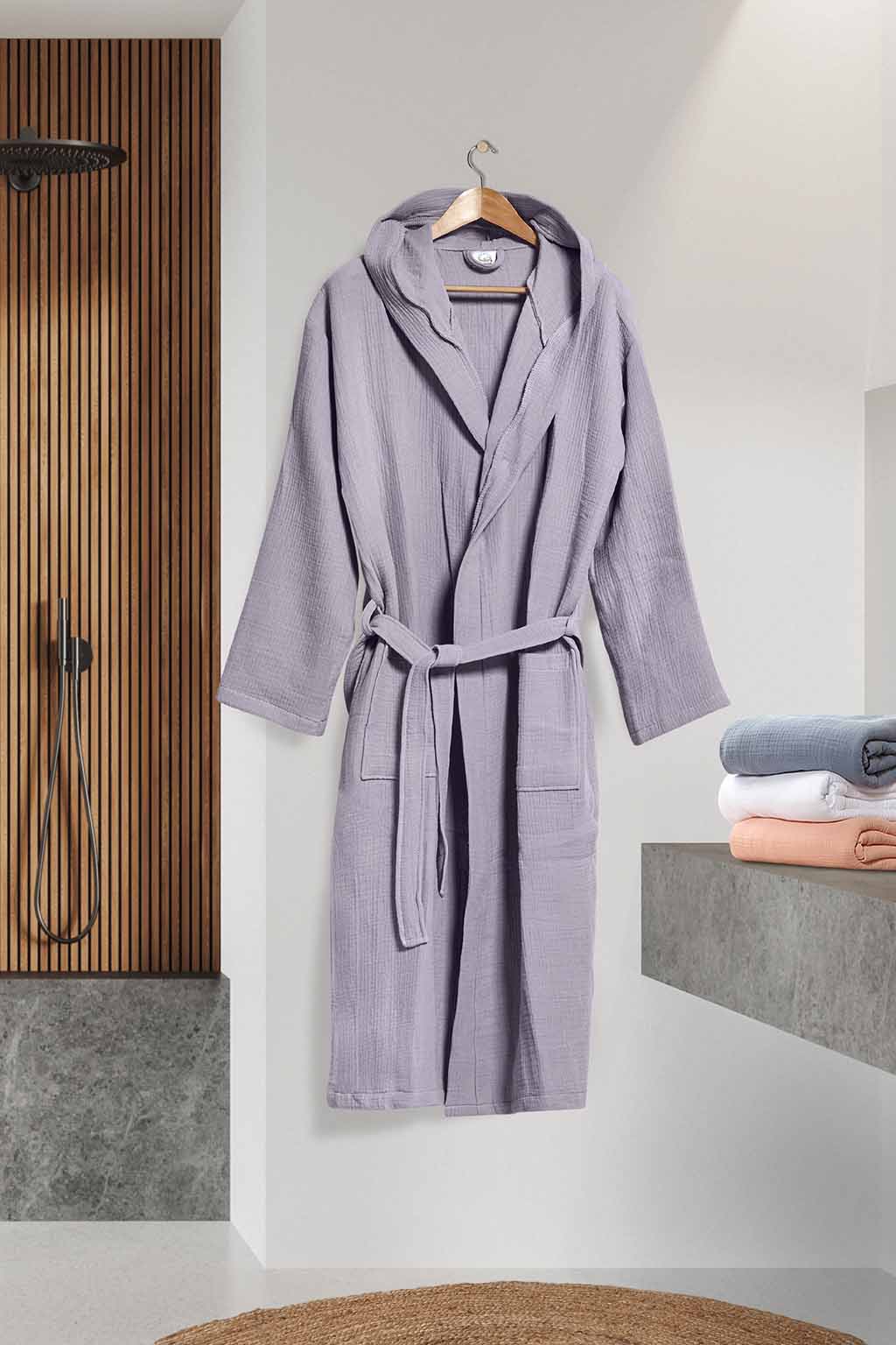 Μπουρνούζι με Κουκούλα Αιγαίον Super Soft L-XL Violet-1