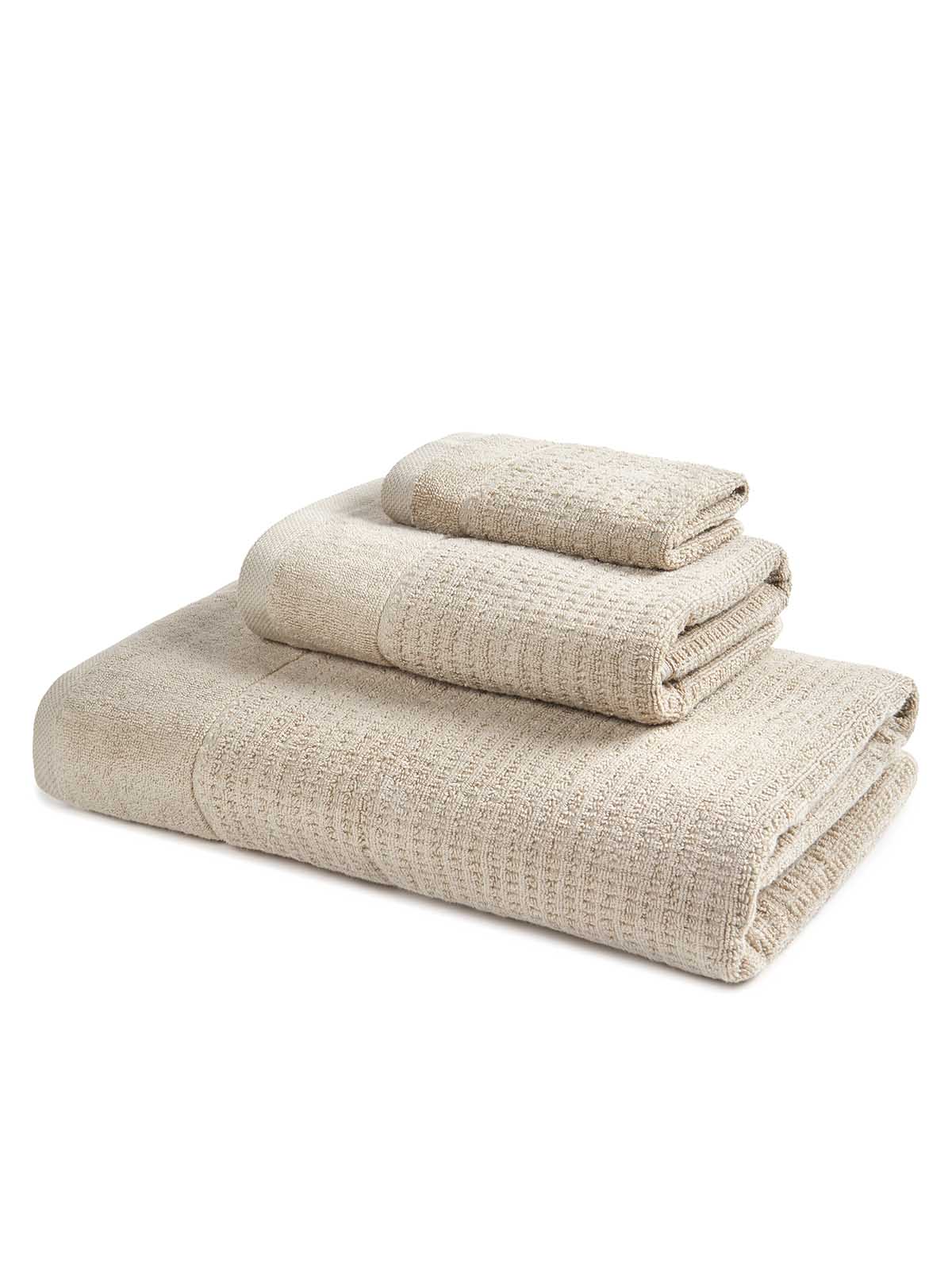 Σετ Βαμβακερές Πετσέτες 3τμχ Αιγαίον Jacquard Waffle