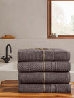 Σετ Βαμβακερές Πετσέτες 3τμχ Αιγαίον Jacquard Waffle 30Χ30+50Χ90+70Χ140 Dark Grey