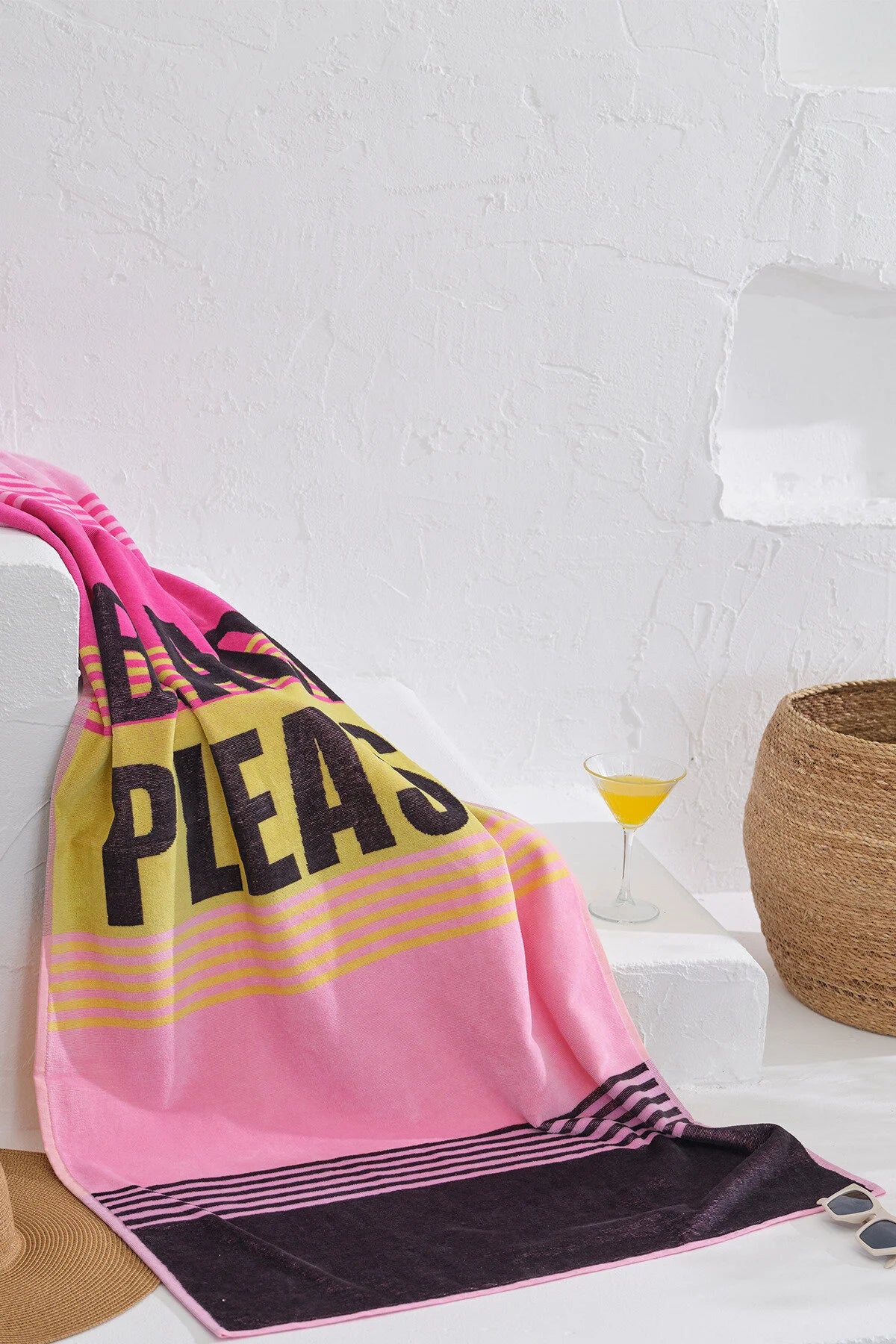 Πετσέτα Θαλάσσης Βαμβακερή με σχέδια Homelovers Organic 75X150 BEACH PLEASE