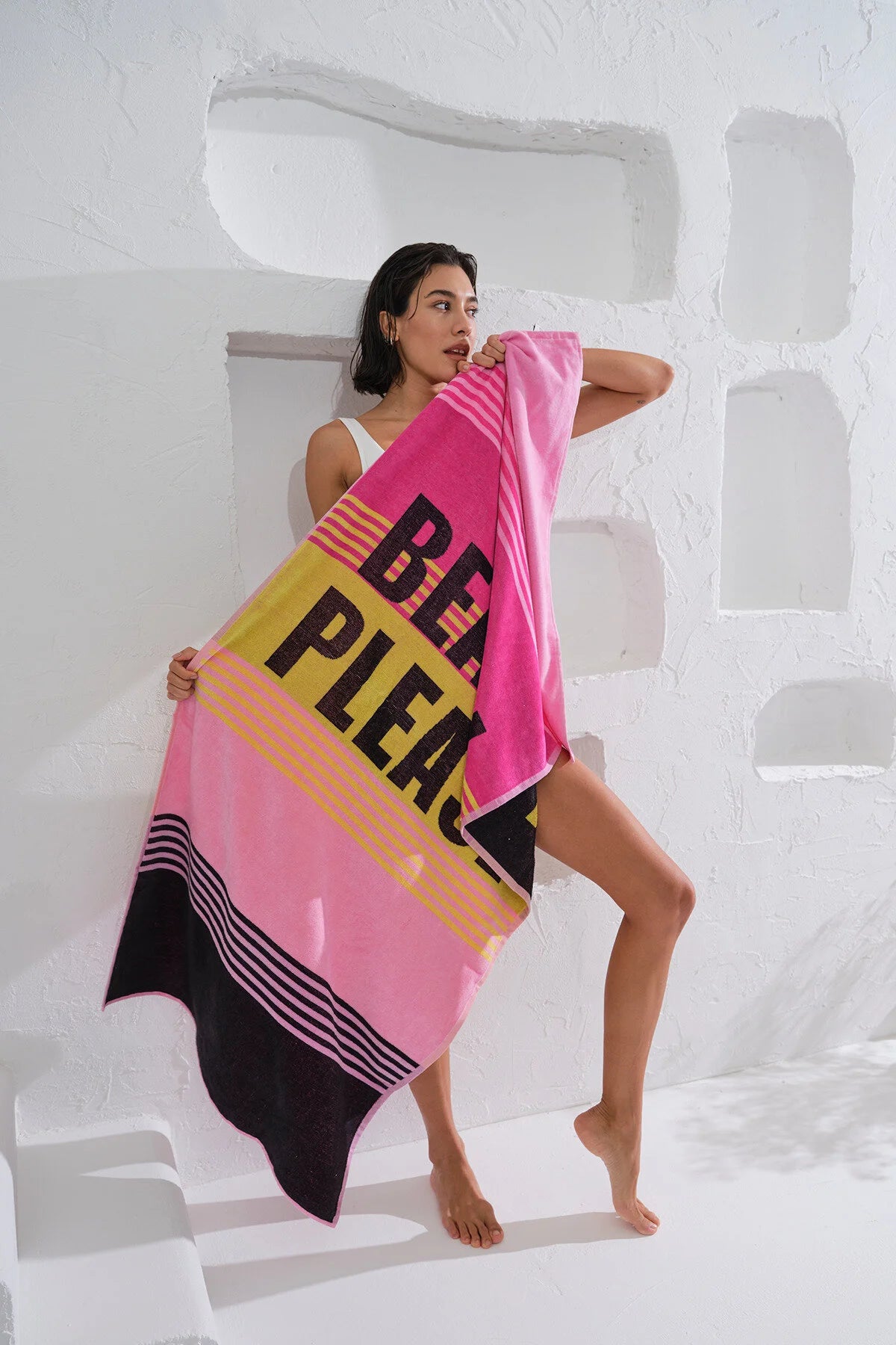 Πετσέτα Θαλάσσης Βαμβακερή με σχέδια Homelovers Organic 75X150 BEACH PLEASE